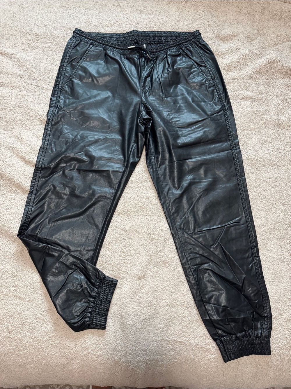Zara Black Faux Leather Joggers
